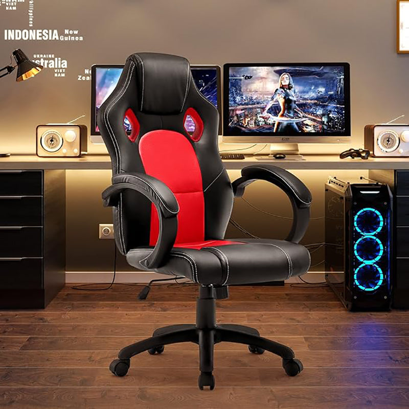 Sedia gaming ergonomica altezza regolabile con braccioli nera e rossa