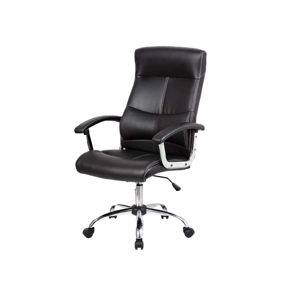 Sedia da ufficio ergonomica regolabile con braccioli in ecopelle nera