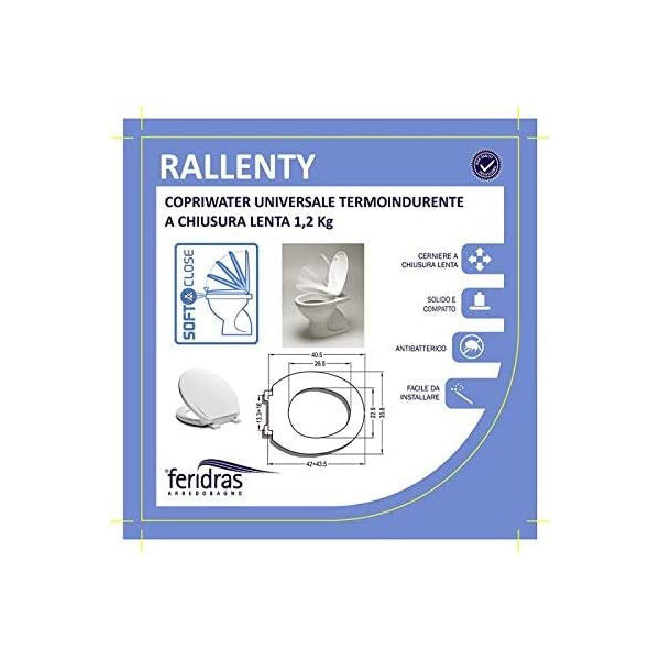 Sedile copri wc soft close bianco 37x45 cm Feridras 183049