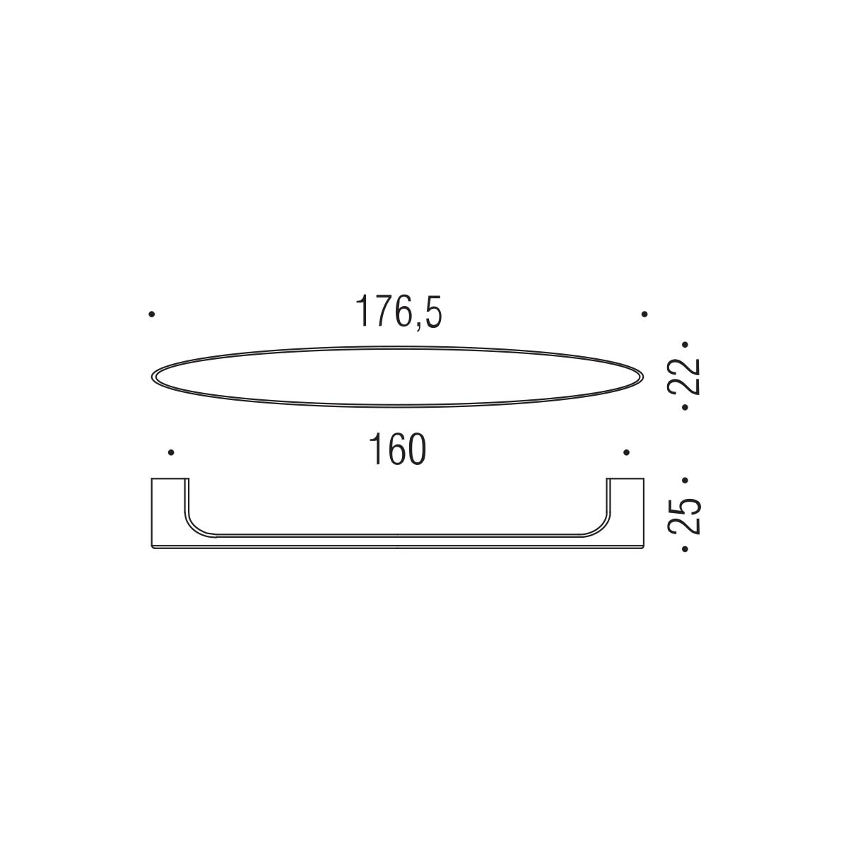 Maniglie per mobili cromo satinato 176,5x22mm interasse 160mm Colombo Formae
