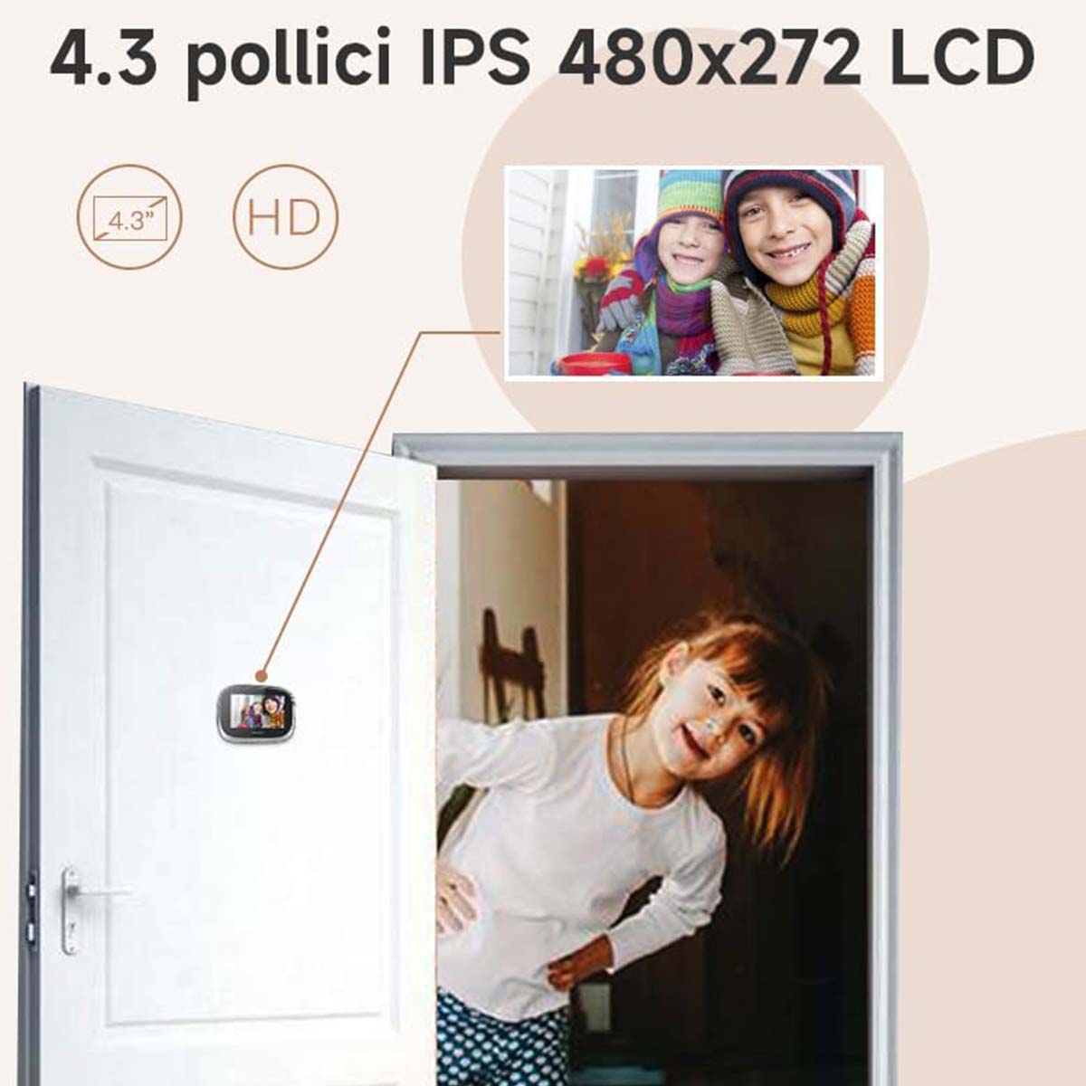 Spioncino digitale Wifi con sensore di movimento 4.3" LCD