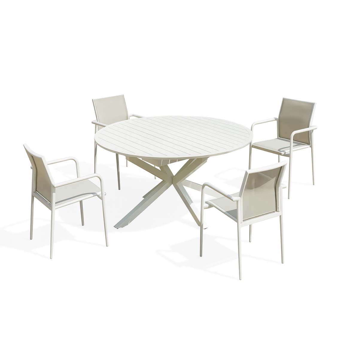 Set tavolo e 4 sedie da giardino bianco Cannes