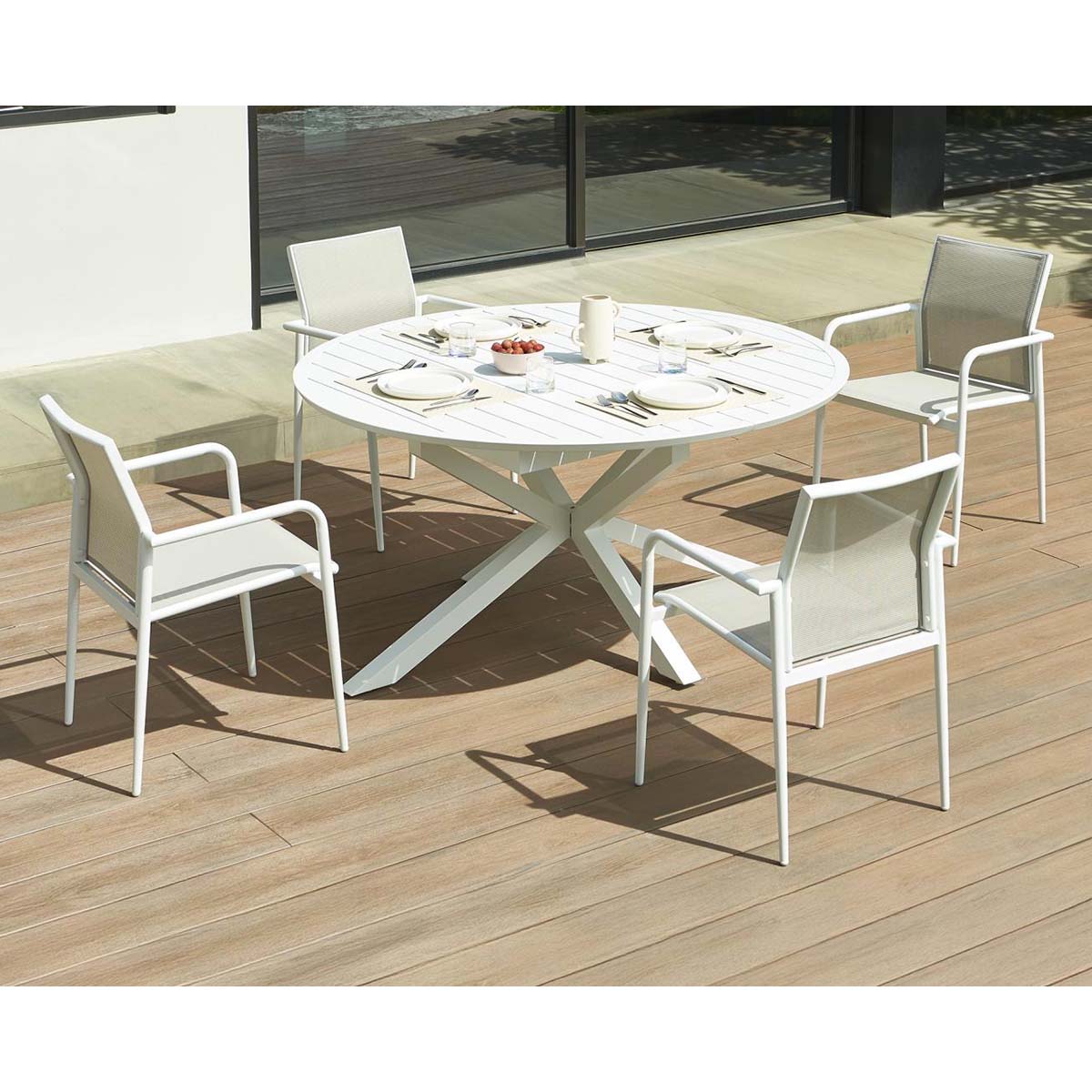 Set tavolo e 4 sedie da giardino bianco Cannes
