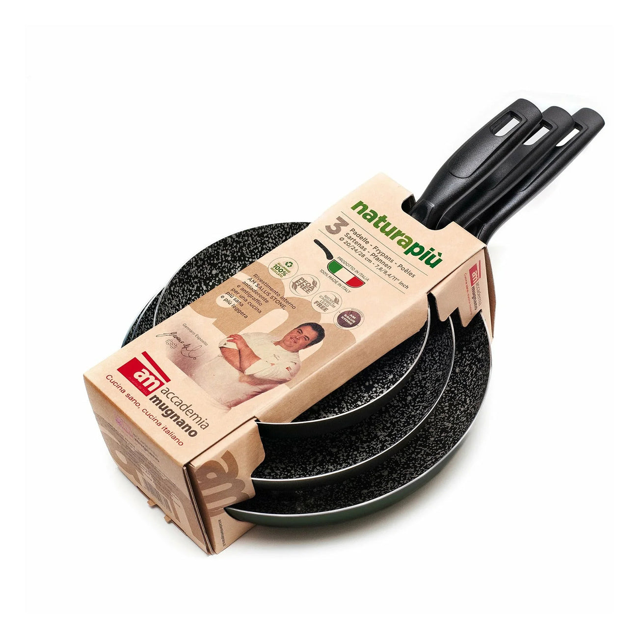 Set 3 padelle Accademia Mugnano Natura Più effetto pietra