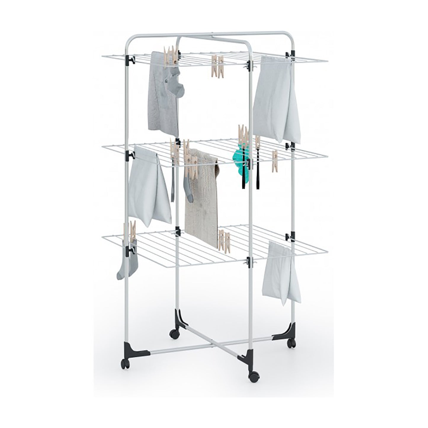 Stendino a torre Colombo con 3 ripiani 70x118x2,5 cm stenditura 30 mt