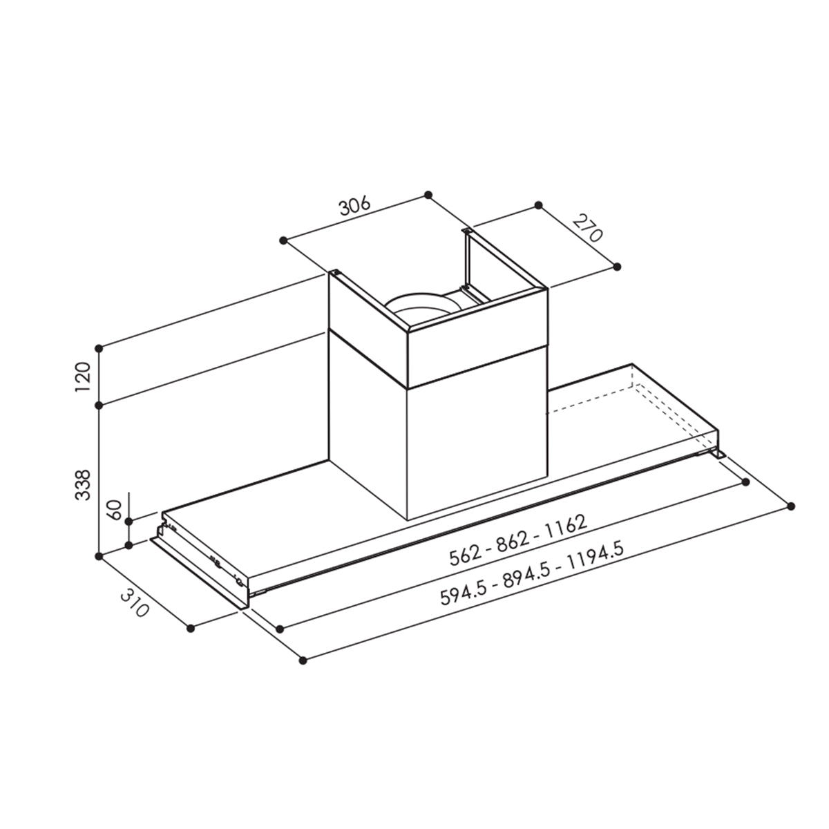 Cappa aspirante da incasso acciaio inox Raft Tecnowind