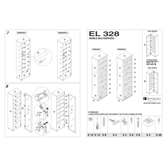 Armadio multiservizio 50x182x31 cm con anta specchiata e cornice