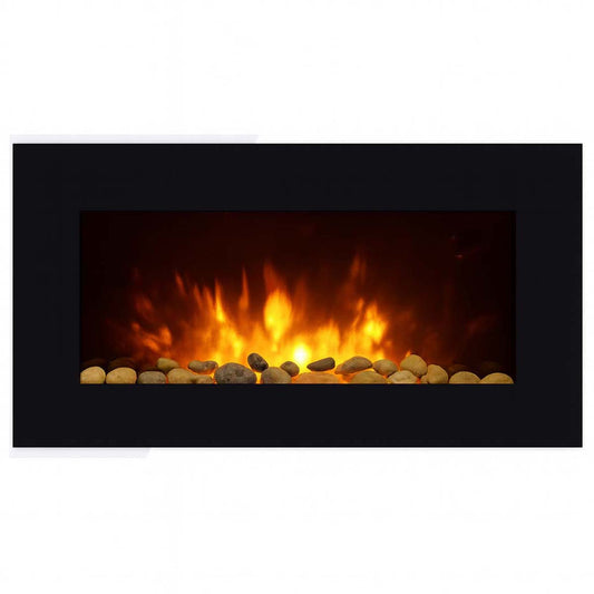 Caminetto elettrico da parete nero effetto fiamma Vinco EF851K
