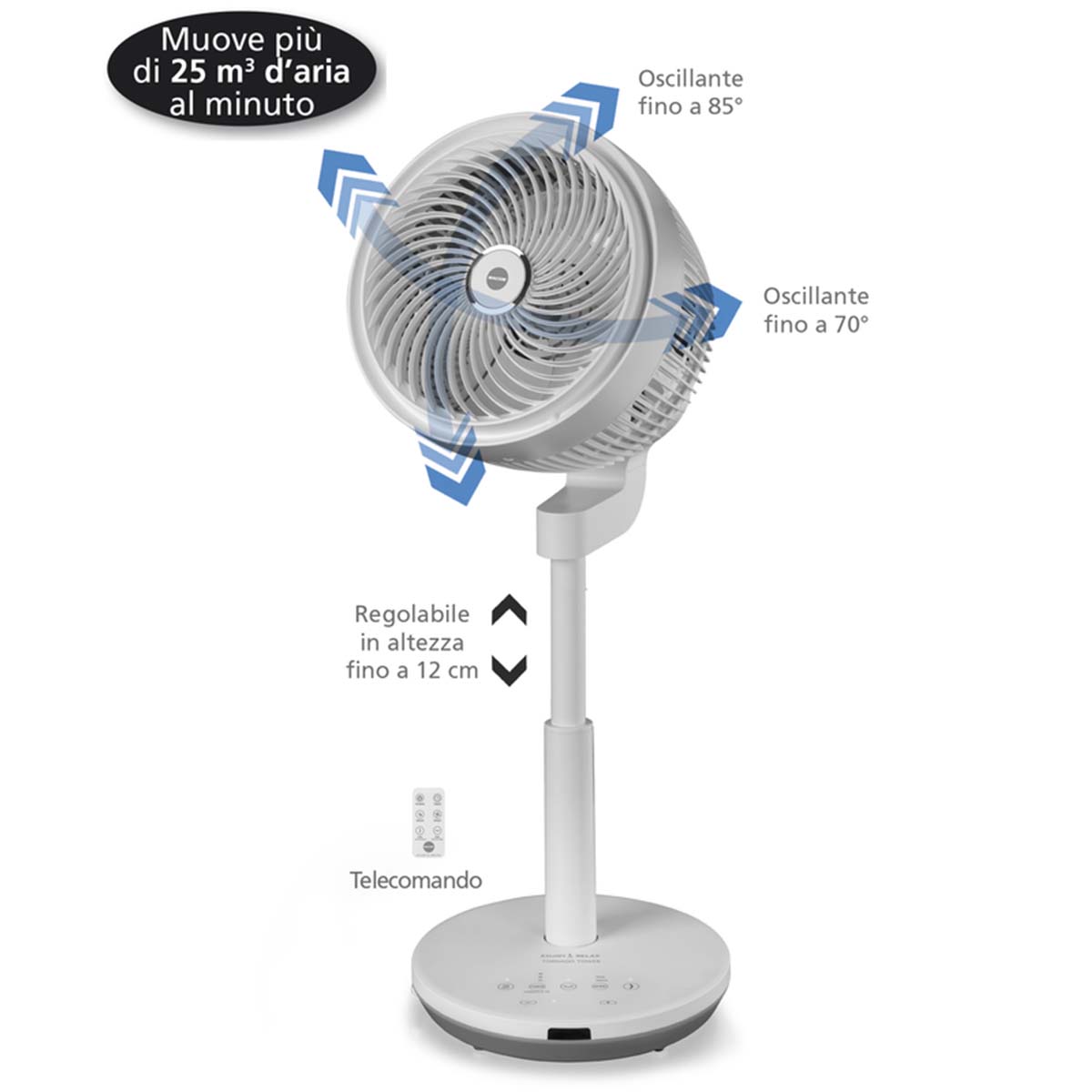 Ventilatore a piantana Macom 4 velocità 60W bianco