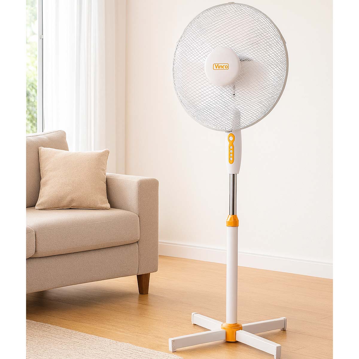 Ventilatore a piantana Vinco 3 velocità 45W bianco con telecomando