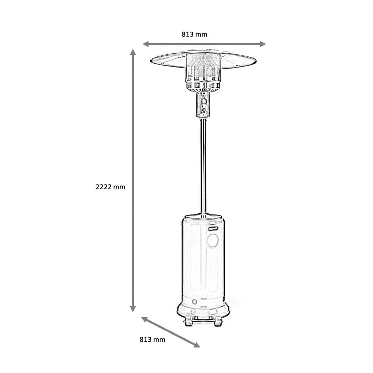 Stufa a fungo da esterni a gas GPL 1300W Zephir Patio Heater ZGS150