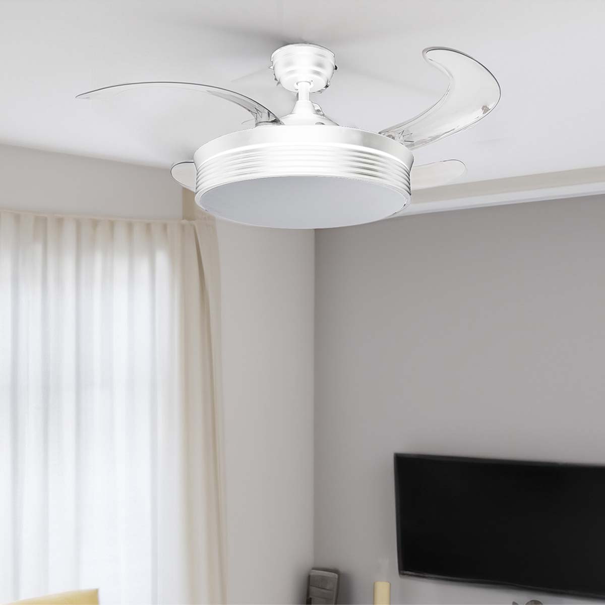 Ventilatore da soffitto con luce e telecomando a scomparsa Zephir