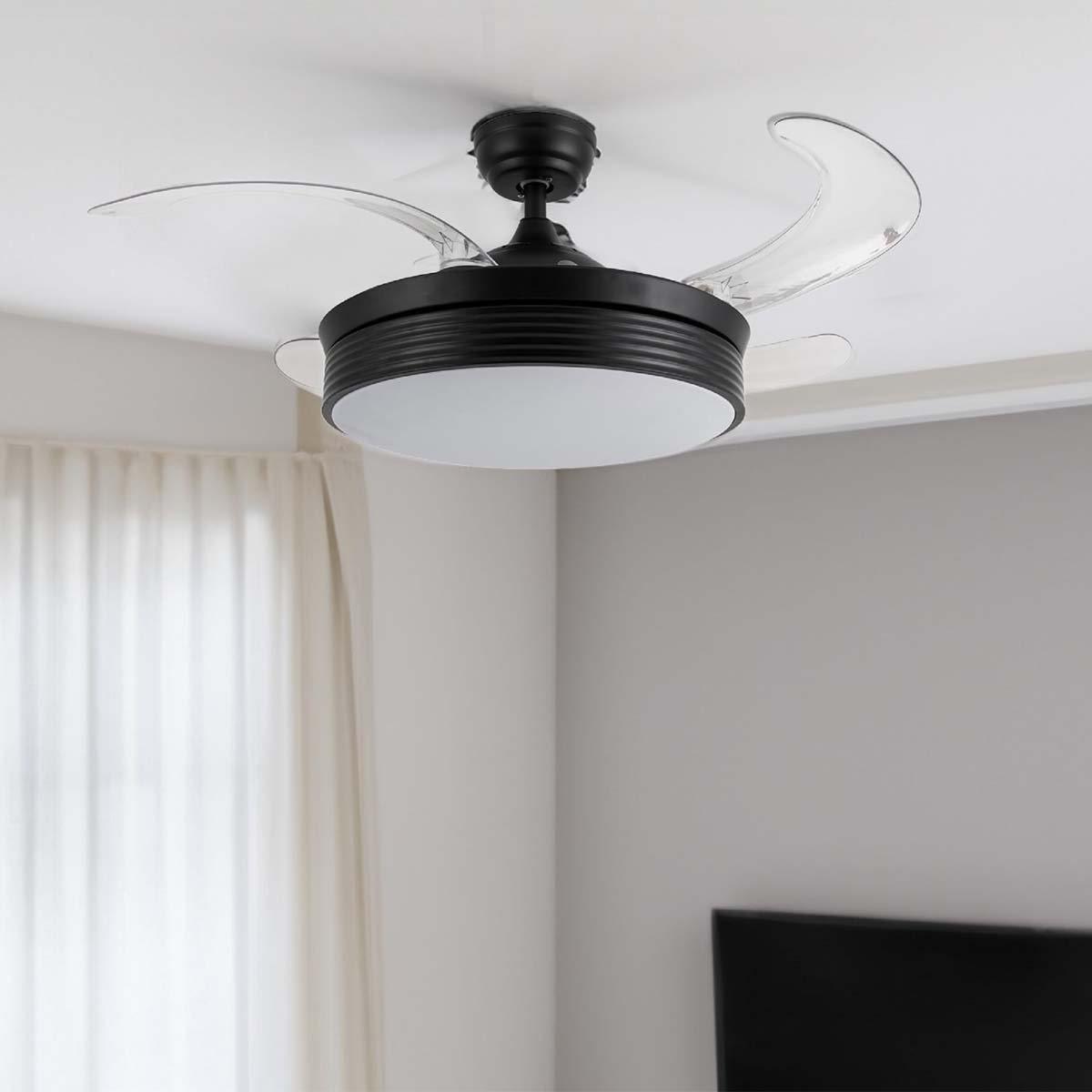 Ventilatore da soffitto con luce e telecomando a scomparsa Zephir