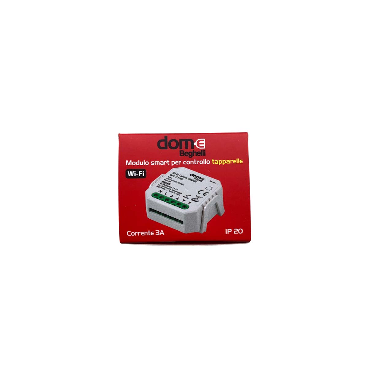 Beghelli Dome 81167 Modulo attuatore Wi-Fi smart per tapparelle e tende compatibile Alexa/Google DIN 3 A IP20