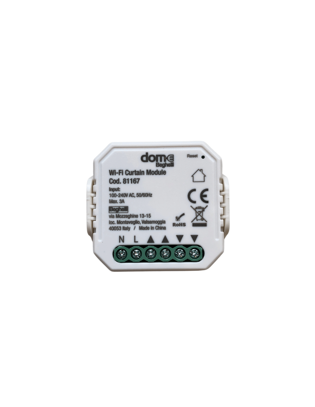 Beghelli Dome 81167 Modulo attuatore Wi-Fi smart per tapparelle e tende compatibile Alexa/Google DIN 3 A IP20
