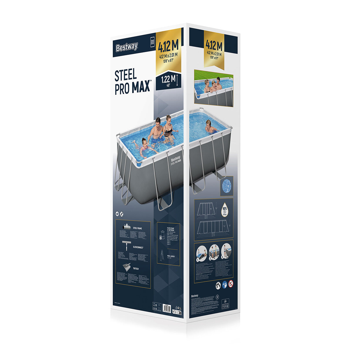 Piscina fuori terra Steel Pro Max rettangolare Bestway 56456 con accessori 412x201x122 cm