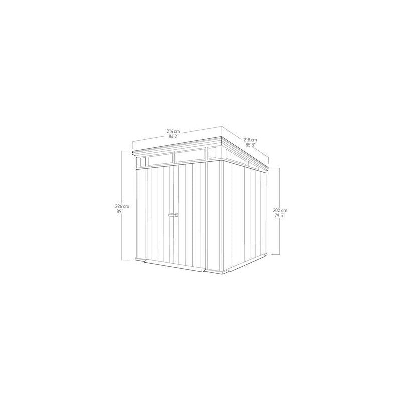 Keter casetta da giardino in resina 214x218x226H cm Artisan 7x7 grigio effetto legno con pavimento e finestre
