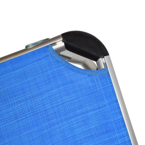 Lettino prendisole pieghevole blu con parasole 189x60x28 cm