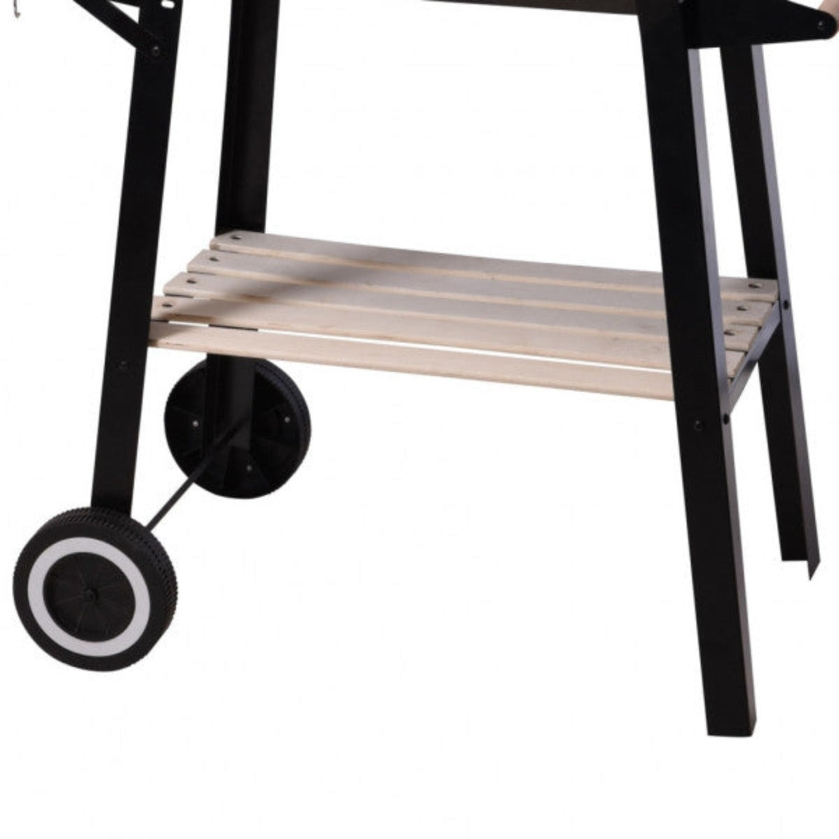 ruote e mensola inferiore barbecue a carbone colore nero