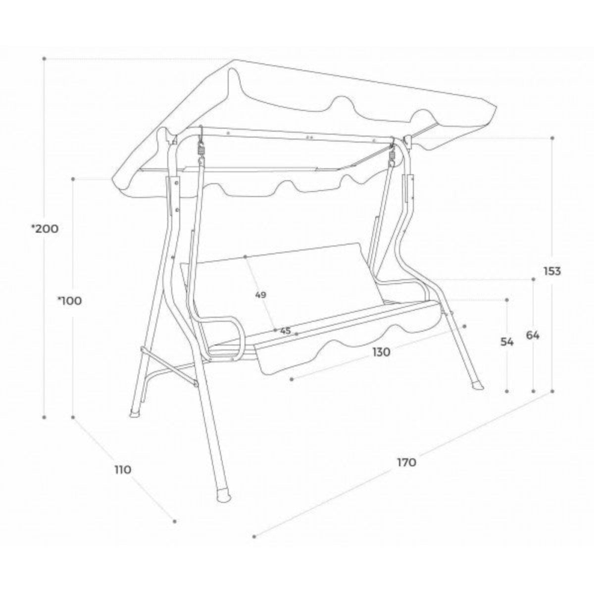 Dondolo da giardino 3 posti patrasso in metallo colore tortora chiaro