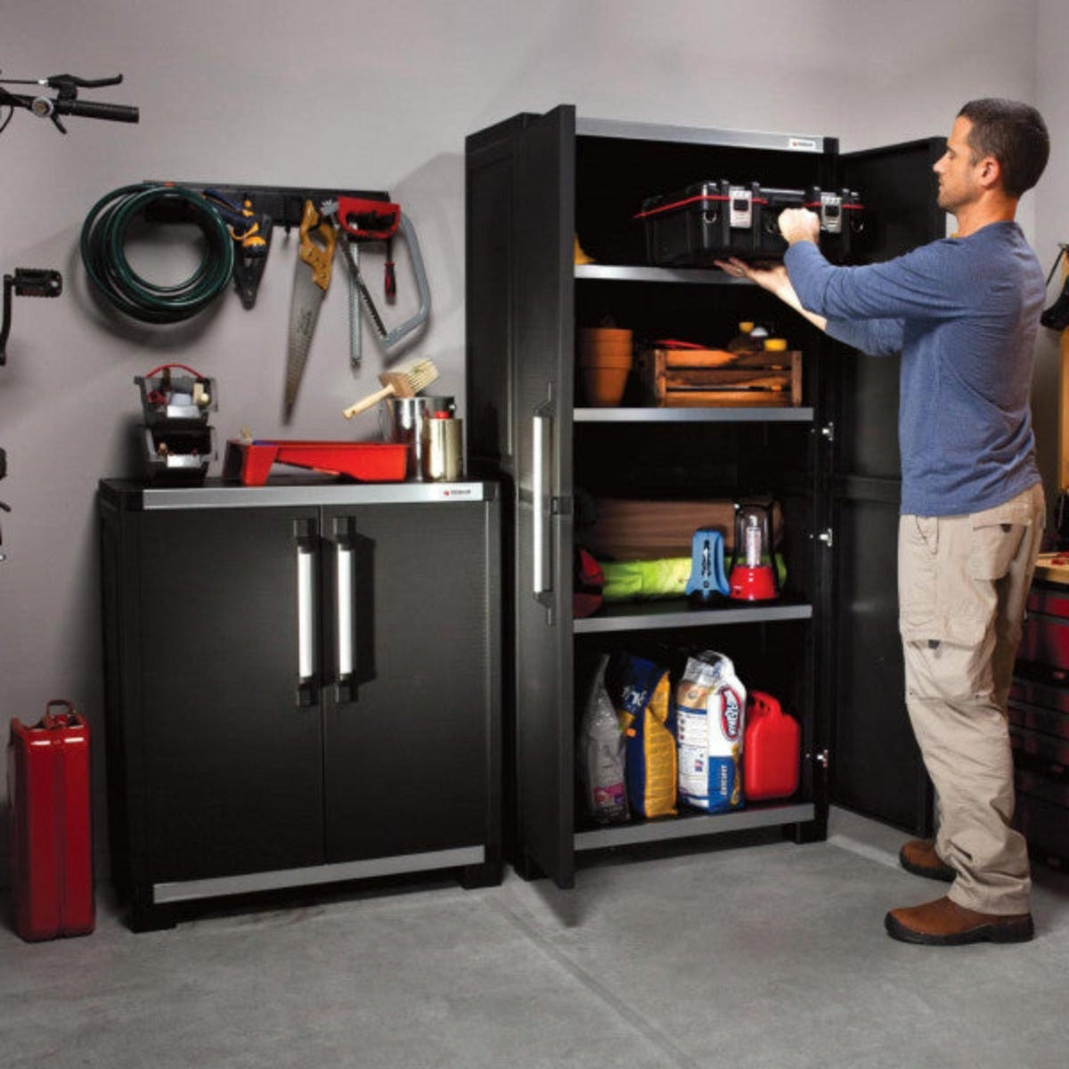 Keter Armadio basso da esterno 1 ripiano nero XL Garage