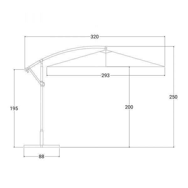 scheda tecnica Ombrellone da giardino con braccio Saranda 300x300 cm