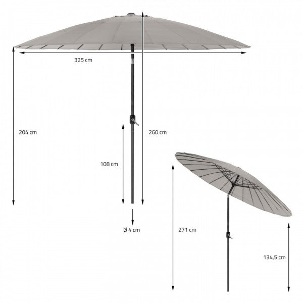 Ombrellone in alluminio Shanghai diametro 325 cm