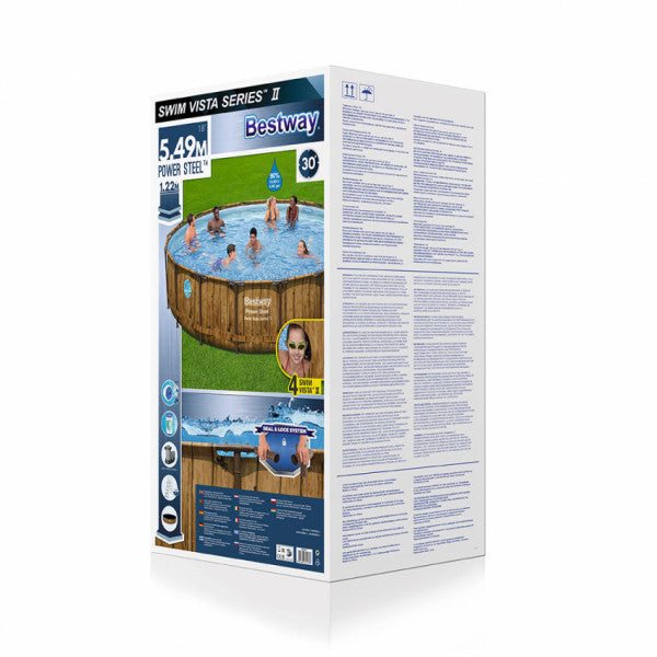 Piscina fuori terra Power Steel rotonda con oblò Bestway 56977 con accessori 549x122 cm
