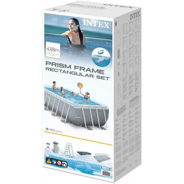Piscina fuori terra prisma metal frame intex 26792 con accessori 488x244x107 cm