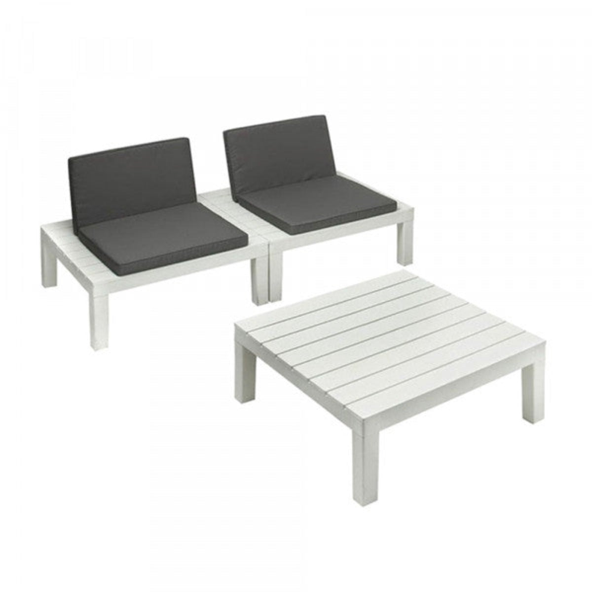 Set da giardino due poltrone e un tavolino basso effetto dogato Ipae Progarden Makarena