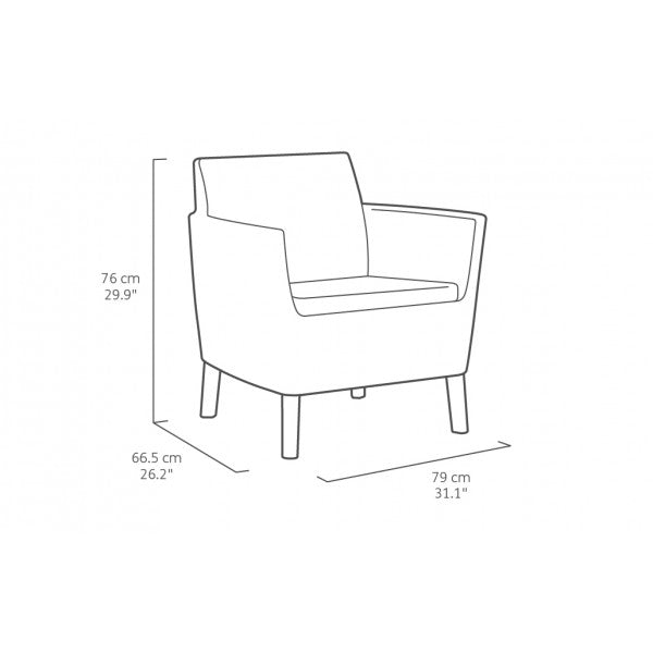 Set da giardino in rattan Keter 2 poltrone divano con tavolino grafite Salemo