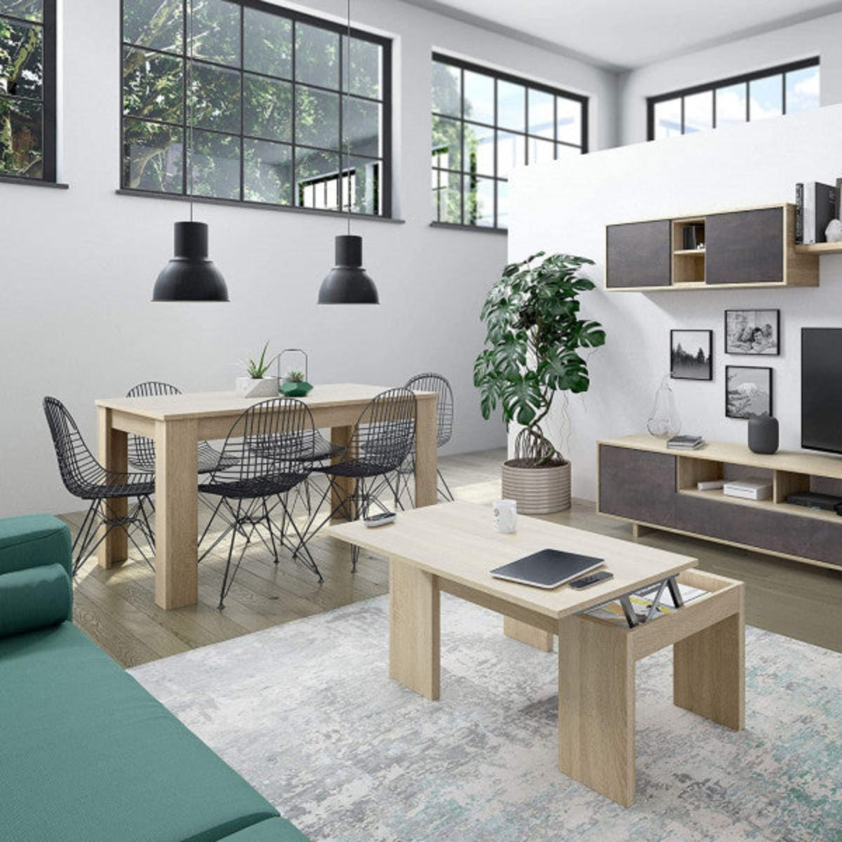 Tavolo da pranzo allungabile da 140 a 190 cm in rovere naturale 90x77 cm