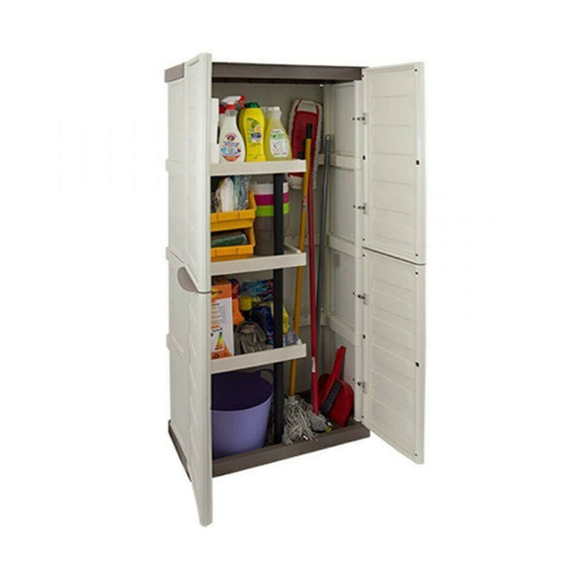 Armadio in resina color tortora con portascope pieno