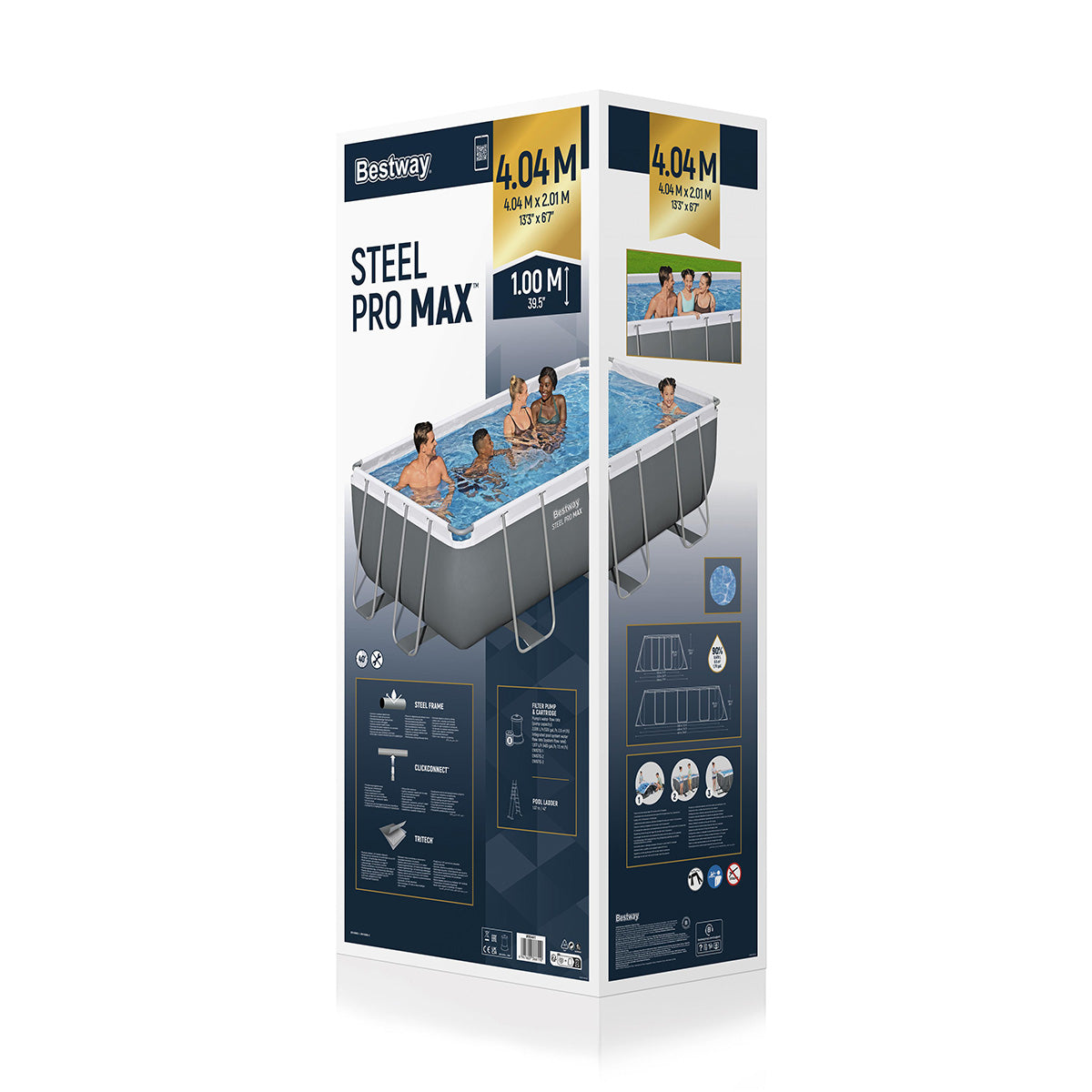 Piscina Steel Pro Max rettangolare Bestway 56441 con accessori 404x201x100 cm
