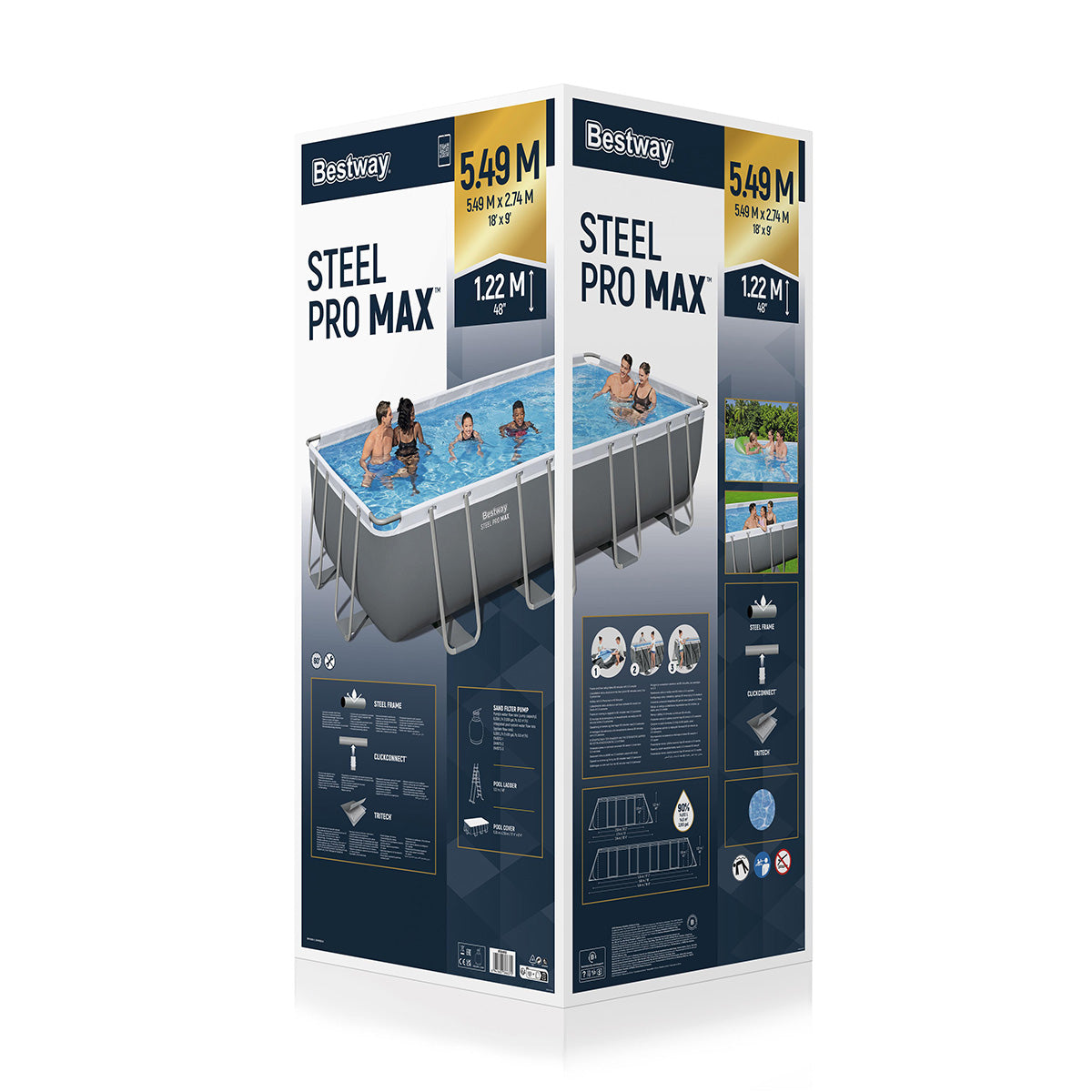 Bestway 56466 Piscina fuori terra Steel Pro Max rettangolare 549x274x122 cm