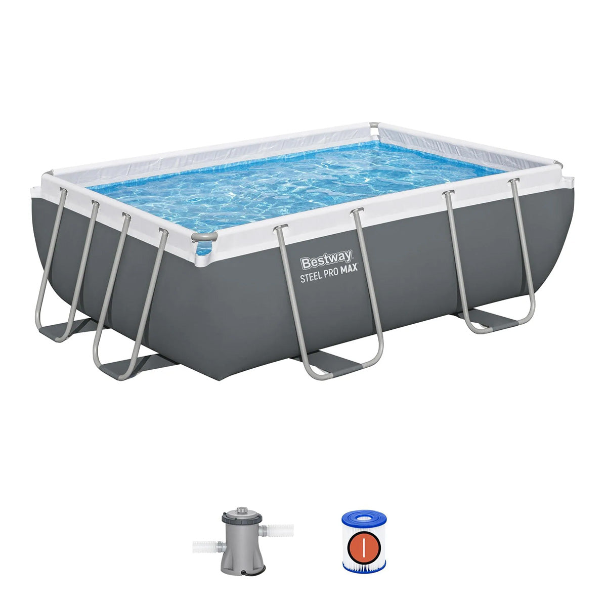 Piscina fuori terra Steel Pro Max rettangolare Bestway 56629 con accessori 282x196x84 cm