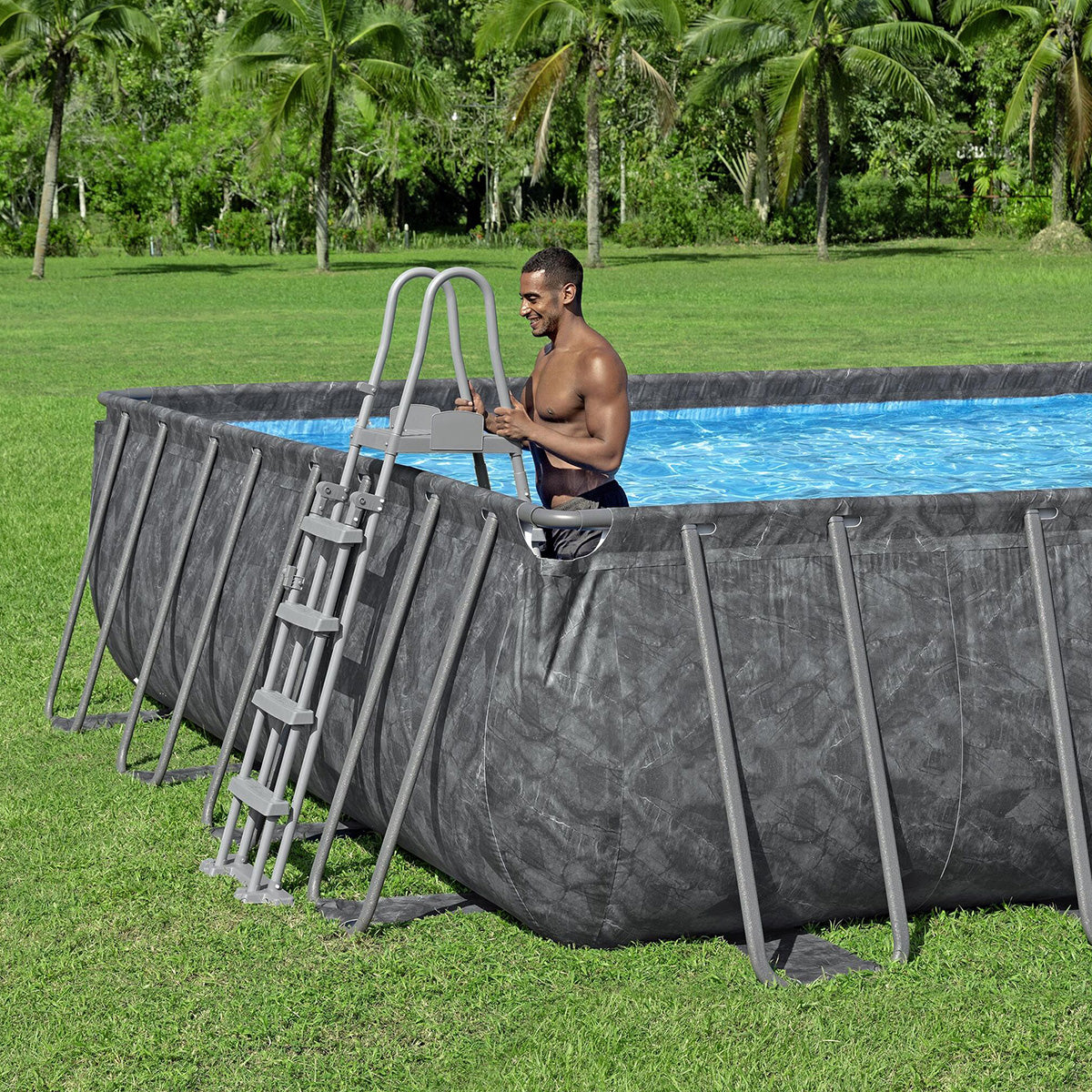 Piscina fuori terra rettangolare Bestway APX 365 561 KJ 956x488x132 cm con - novità 2025