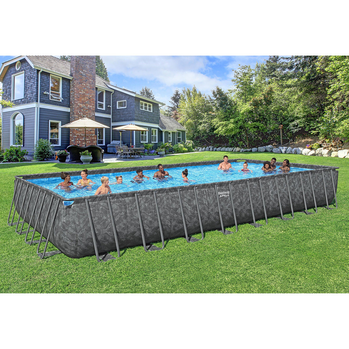 Piscina fuori terra rettangolare Bestway APX 365 561 KJ 956x488x132 cm con - novità 2025
