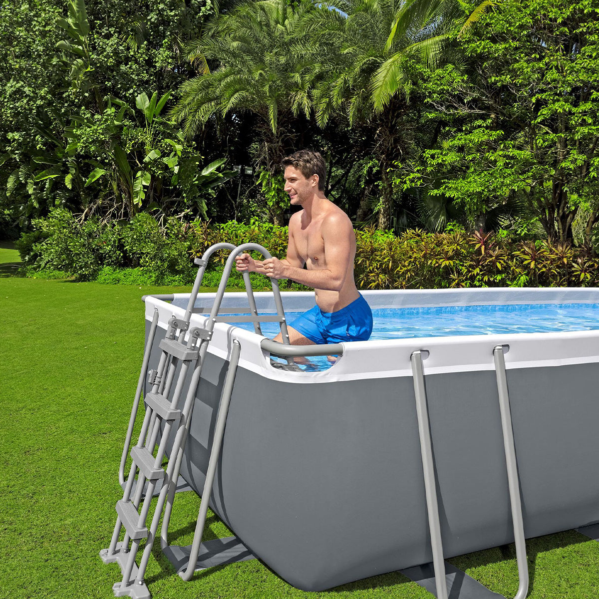 Piscina fuori terra Steel Pro Max rettangolare Bestway 56670 con accessori 488x244x122 cm