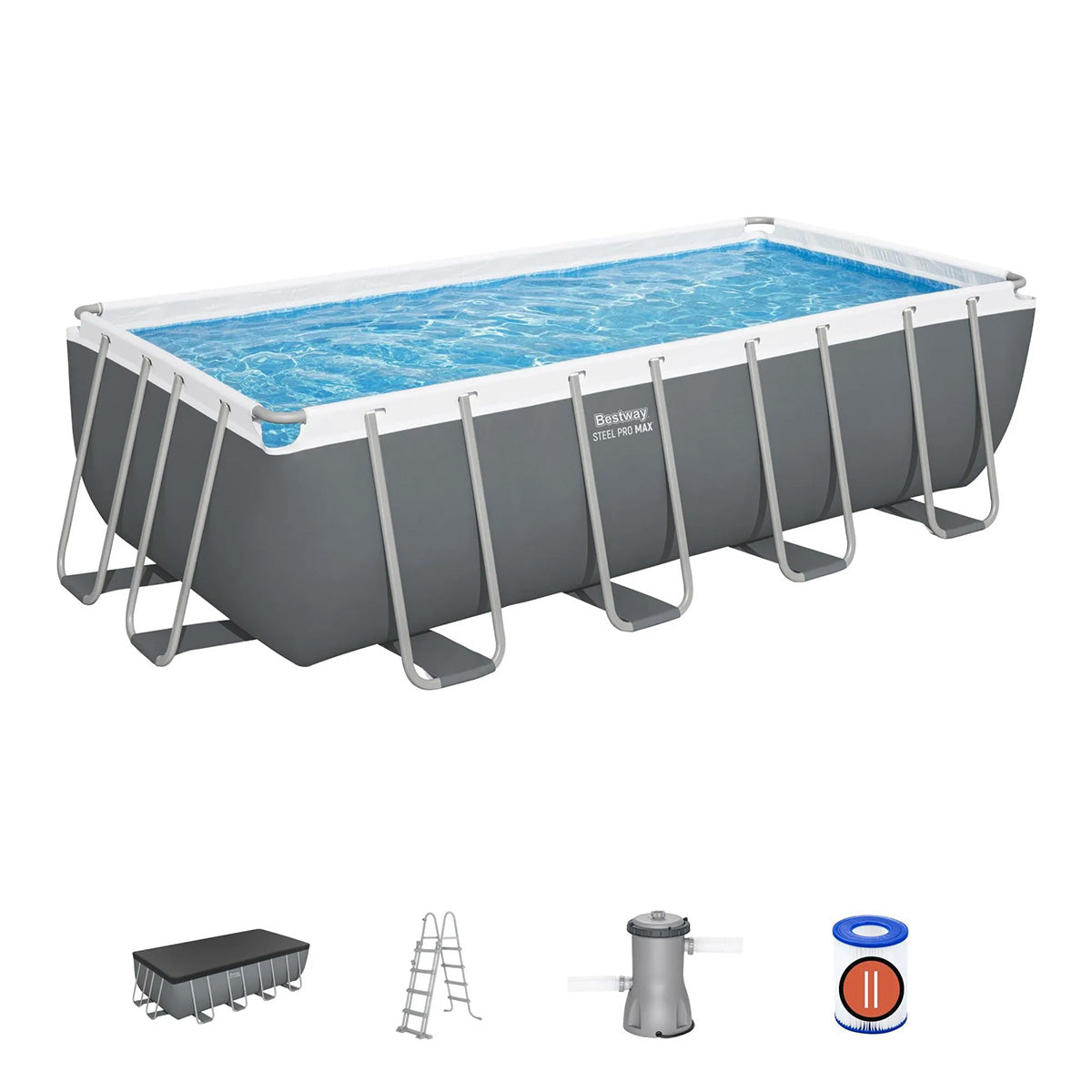 Piscina fuori terra Steel Pro Max rettangolare Bestway 56670 con accessori 488x244x122 cm