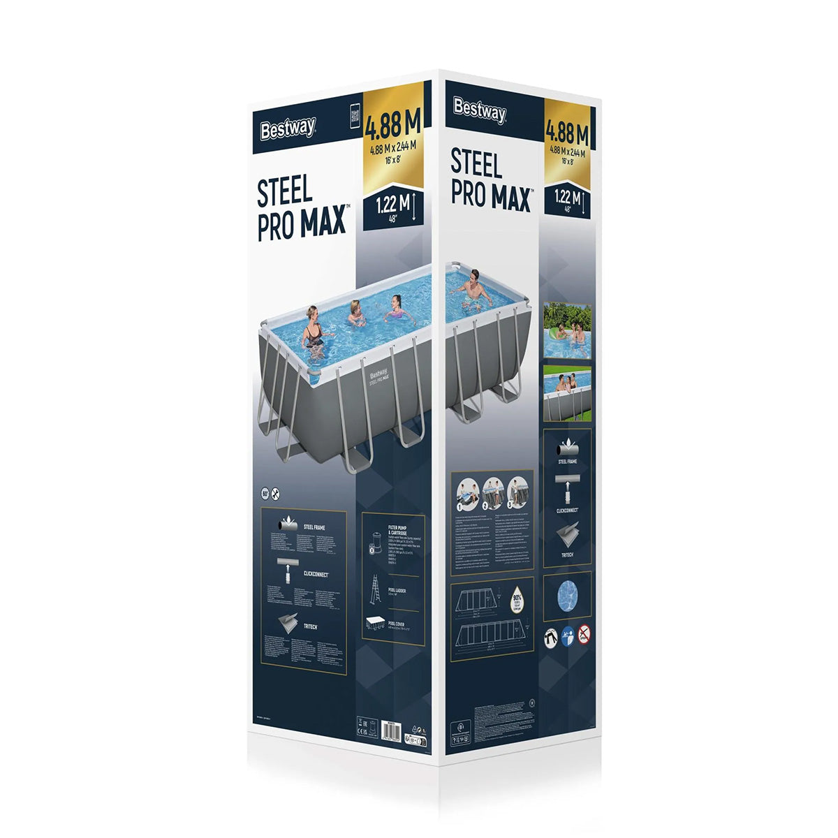 Piscina fuori terra Steel Pro Max rettangolare Bestway 56670 con accessori 488x244x122 cm