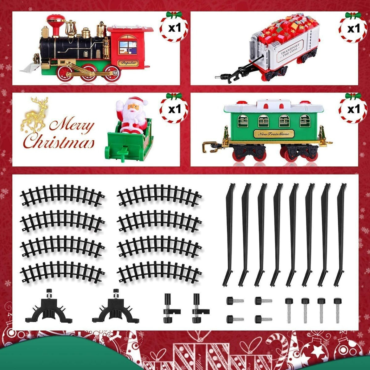 Trenino natalizio elettrico per albero di Natale 66 pezzi