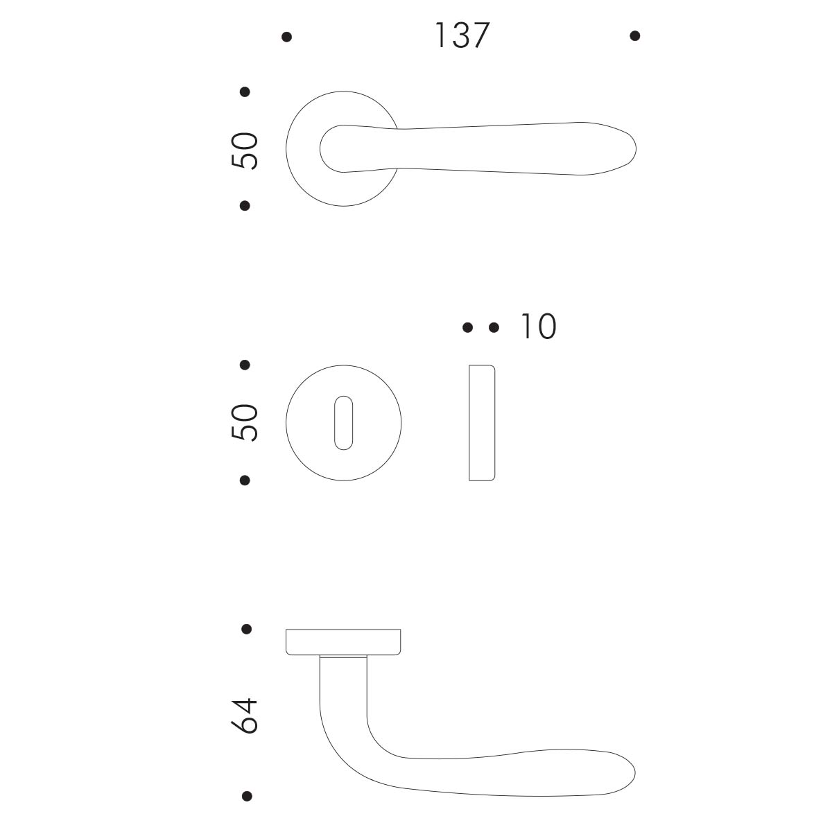 Maniglia per porta battente rosetta e bocchetta tonde Atelier AURA