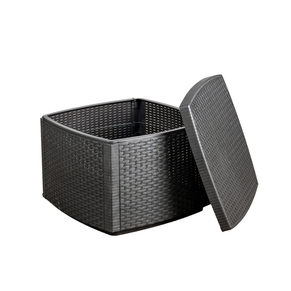 Set da esterno Tree effetto rattan 1 tavolo e 2 poltrone con cuscini