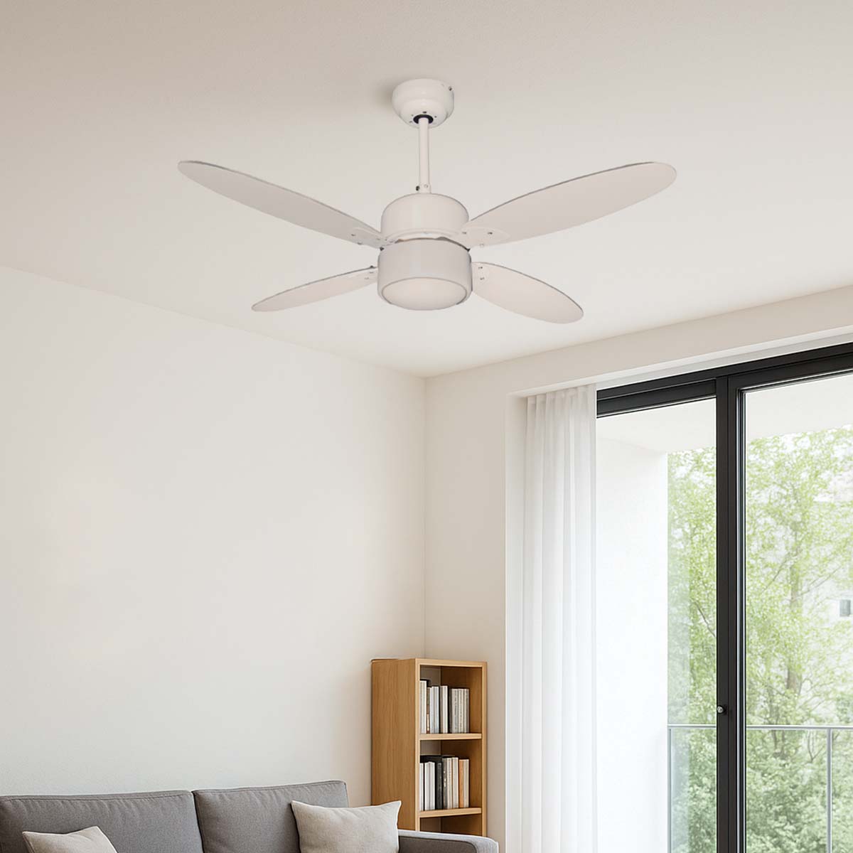Ventilatore da soffitto con luce e telecomando diametro 105 cm 4 pale