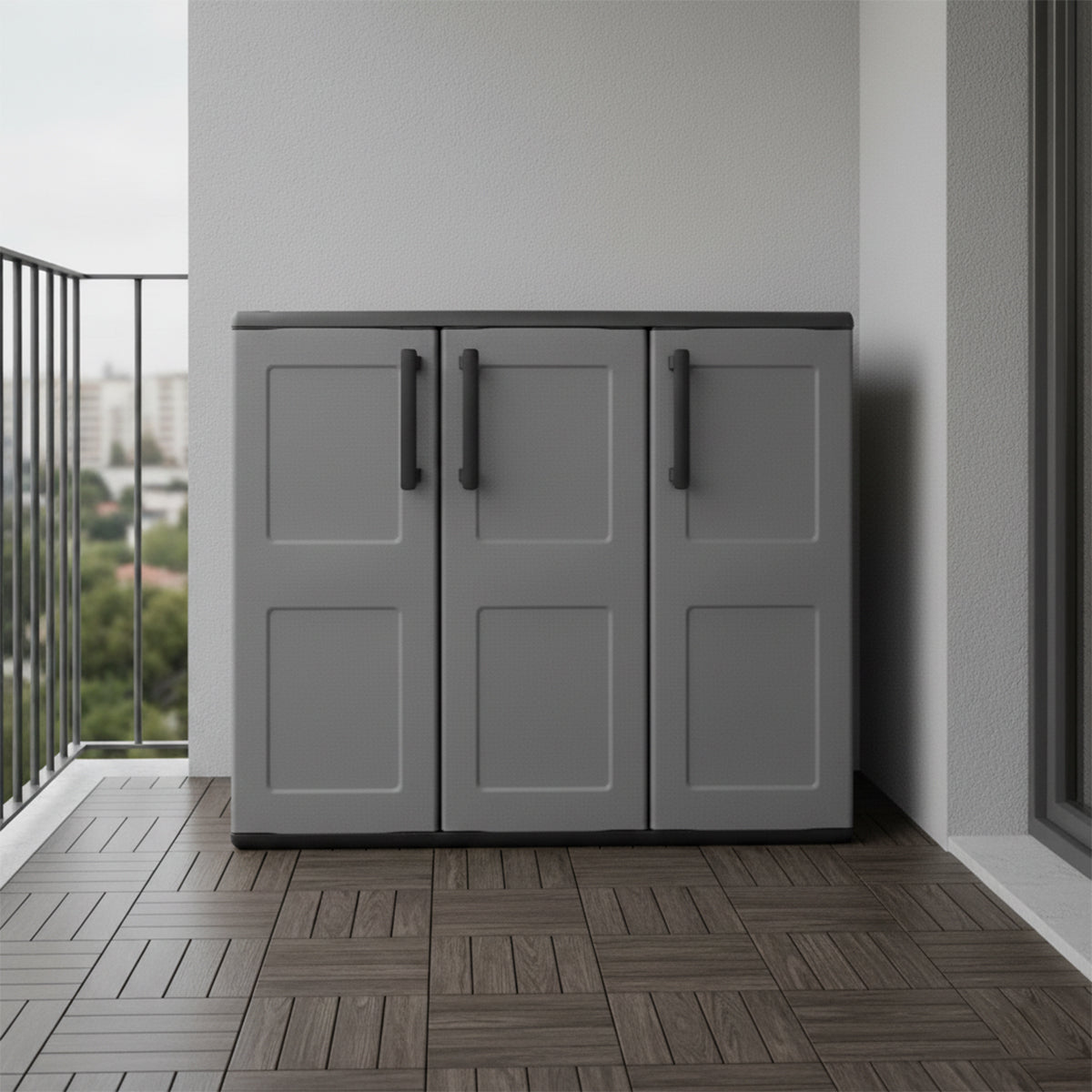 Armadio da esterno basso 3 ante grigio Artplast F101B
