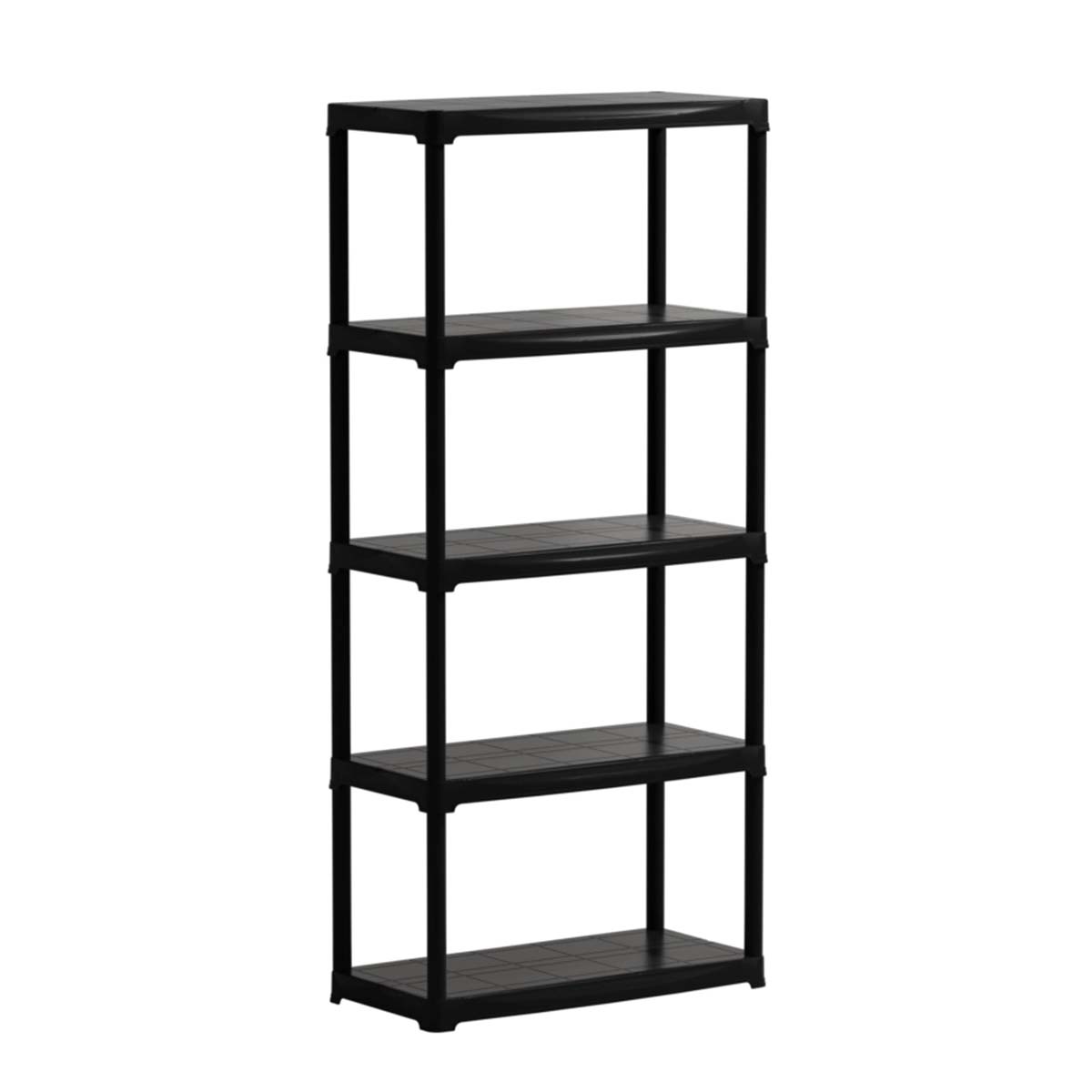 Scaffala in plastica 5 ripiani 80x40x176 cm in polipropilene nero