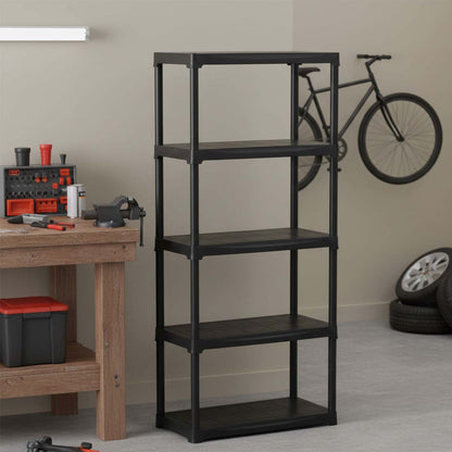 Scaffala in plastica 5 ripiani 80x40x176 cm in polipropilene nero