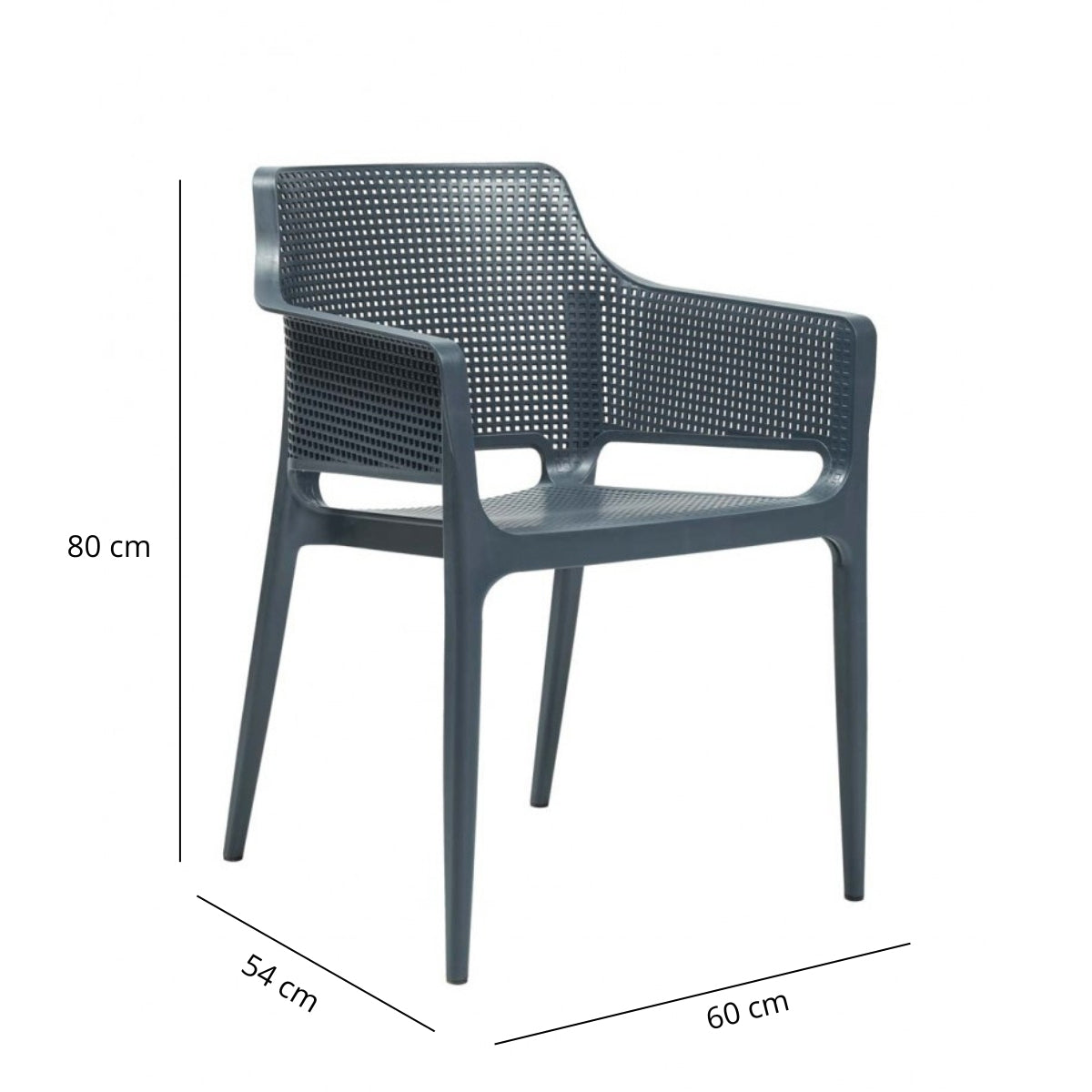 Sedia in polipropilene impilabile con braccioli 60x54x80 cm