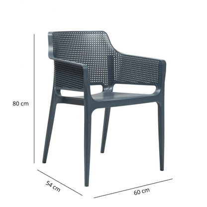 Sedia in polipropilene impilabile con braccioli 60x54x80 cm